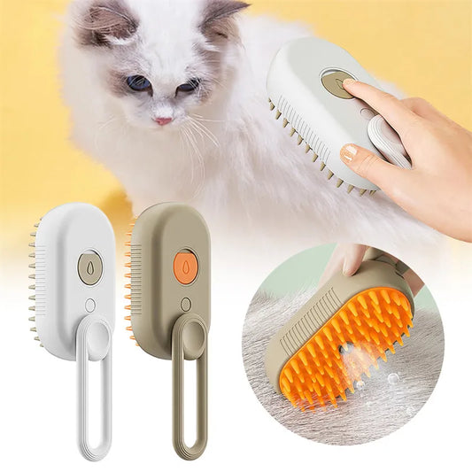 3-in-1 Smart Steam Cat Brush - Detangles, Massages & Removes Fur